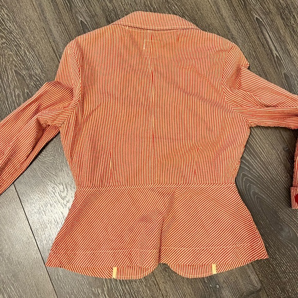 Tulle Red Seersucker Blazer Jacket Anthropologie - Picture 3 of 5